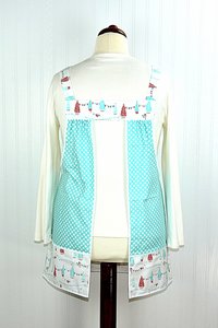 Tweet a Happy Tune Holiday Pinafore with no ties, relaxed fit smock with pockets, Christmas apron fits L-XL-2X ready to ship