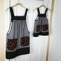 Custom Planned Children's Pinafore Apron with no ties, relaxed fit smock with pockets, 3 sizes, mini-me apron