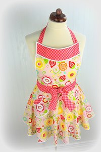 Simply Sweet Twirly Skirt Apron (pink floral apron) party hostess apron not available anywhere else, *one size* ready to ship