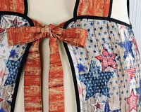 Patriotic Barn Wood and Stars Retro 50s Smock Apron, relaxed fit H-back style doesn't touch neck, LAST ONE made to order