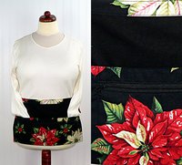 Black Tis the Season Poinsettias Multi-Pocket Apron, Xmas Vendor Apron with money pocket, ready to ship fits waists up to 40"