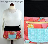 Worn Poppies Multi-Pocket Apron with money pocket for vendors; teachers; servers; delightful ready to ship teacher gift