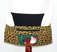Leopard Print Santa Multi-Pocket Teacher Apron, Christmas Vendor Apron with money pocket, ready to ship fits waists up to 40"