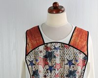 Patriotic Barn Wood and Stars Retro 50s Smock Apron, relaxed fit H-back style doesn't touch neck, LAST ONE made to order