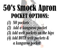 Customized 50s Smock Apron (choose your fabrics) relaxed fit smock w/ pocket options, H-back style (no neck ties) XS - 4X