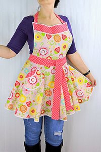 Simply Sweet Twirly Skirt Apron (pink floral apron) party hostess apron not available anywhere else, *one size* ready to ship
