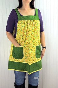 XS- 5X Christmas HOLLY Pinafore Apron with no ties, relaxed fit smock with pockets, holiday entertaining Xmas hostess