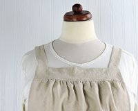 Natural (Sand) Washed Linen Pinafore Apron with no ties, 100% flax linen relaxed fit smock with pockets, handmade after order XS - 5X