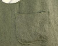 XS - 5X Olive Green Washed Linen Pinafore Apron with no ties, 100% flax linen relaxed fit smock with pockets, handmade after order