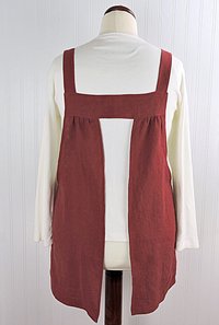 XS - 5X Dark Red Washed Linen Pinafore Apron with no ties, pure flax washed linen relaxed fit smock with pockets, handmade after order