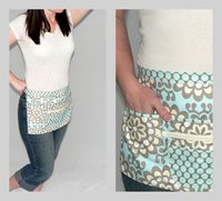 Wallflower Sky Multi-Pocket Vendor Apron with zipper pocket for Teacher, Waitress, 2 sizes made to order