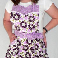Lilac Bloom Twirly Skirt Apron, flirty kitchen apron; diner style; delightful party hostess accessory, Ready to Ship