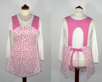 Retro 50s Smock (Daisies and Pin-dots in Pink) hostess apron, H-back style doesn't touch neck, XS - 5X