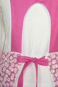 Retro 50s Smock (Daisies and Pin-dots in Pink) hostess apron, H-back style doesn't touch neck, XS - 5X