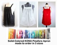 Customized XS-5X Pinafore Apron with no ties in solid colored KONA cotton, relaxed fit smock with pockets, choose your color
