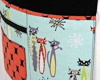 SHIPS FAST~ Atomic Tabby Cat Apron (teacher, waitress, artist) multi-pocket apron with zipper section, ready to ship fits waists up to 40"