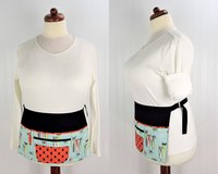 Atomic Tabby Cat Apron (teacher, waitress, artist) multi-pocket apron with zipper section, ready to ship fits waists up to 40"