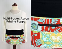 Pristine Poppy Multi-Pocket Apron for teachers, vendors, photographers, servers includes zipper money pocket 2 sizes