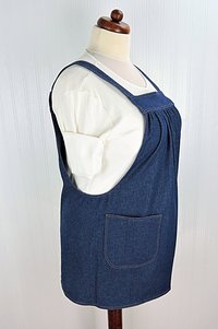 Indigo Denim Pinafore Apron with no ties (relaxed fit) very sturdy artist smock with pockets, made-to-order XS to 5X