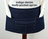 Sturdy Denim Half Apron (Teacher, Vendor, Gardener, Artist) sturdy 6 Pocket Waitress Apron with zipper pocket