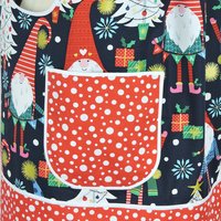 XS - 5X Plus Size Christmas Gnomes Pinafore with no ties, relaxed fit smock with pockets, over the head apron