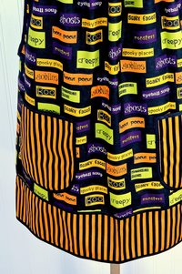 Hocus Pocus Halloween Pinafore Apron with no ties fits L/XL/2X , relaxed fit smock with pockets ready to ship