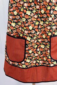 Mariposa Poppies Pinafore Apron with no ties, relaxed fit smock with pockets, fall colored apron