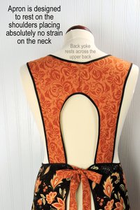 Fall Floral 50s Style Smock Apron, comfortable relaxed fit apron (H back style doesn't touch neck) last one fits L/XL, ships fast