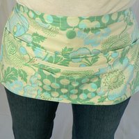 Multi-Pocket Apron with zipper money pocket for waitress, teachers, massage therapists, OOP Amy Butler Green Poppies 2 sizes made-to-order