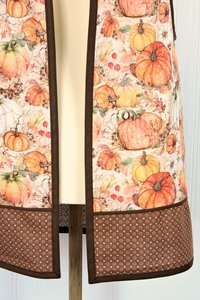 XS - 5X Harvest Pumpkins Pinafore with no ties, relaxed fit smock with pockets, fall apron, Susan Winget Harvest