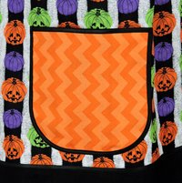 Jack-O-Lanterns Pinafore Apron with no ties, relaxed fit smock with pockets fits L/XL/2X, cute Halloween apron, Ready to Ship