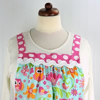 Bright Owls Pinafore Apron with no ties, Relaxed Fit Smock with pockets, made-to-order XS- Plus Size