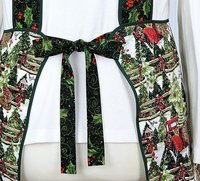Retro 50s Christmas Smock, Pine Trees and Fences with old Red Trucks relaxed fit H-back apron, fits L/XL ready to ship