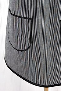 SHIPS FAST~ Black Railroad Stripe Denim Pinafore with no ties, relaxed fit apron, artist smock with pockets, last one L/XL/2X ready to ship
