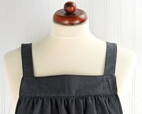 Black & Charcoal Stripe Denim Pinafore with no ties, relaxed fit distressed denim apron, very sturdy artist smock with pockets, LAST ONE