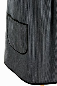 Black & Charcoal Stripe Denim Pinafore with no ties, relaxed fit distressed denim apron, very sturdy artist smock with pockets, LAST ONE