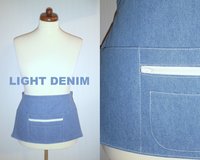 Sturdy Denim Half Apron (Teacher, Vendor, Gardener, Artist) sturdy 6 Pocket Waitress Apron with zipper pocket