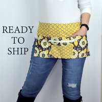 Granite Bloom Multi-Pocket Apron with zipper pocket fits waists up to 40 inches, delightful gift for her, ready to ship