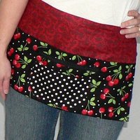 Black Cherries Multi-Pocket Apron with zipper, great for teachers, gardeners, servers, made after order in 2 sizes