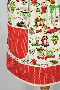 50s Kitchen Pinafore Apron with no ties, smock apron with pockets made-to-order XS to 5X, select fabric arrangement options
