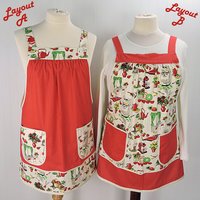 50s Kitchen Pinafore Apron with no ties, smock apron with pockets made-to-order XS to 5X, select fabric arrangement options