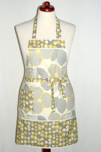 Optic Blossom Retro Chef Apron with pocket, pretty hostess apron, retro kitchen decor, typical one-size-fits-most