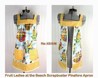 XS/S/M Fruit Ladies at the Beach Scrapbuster Pinafore, retro smock with pockets, no tie apron doesn't touch neck, ready to ship