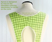Tumble Roses in Green & Pink Retro Smock Apron, relaxed fit with no neck ties (H-back apron) LAST ONE fits L/XL