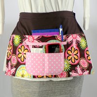 Carnival Bloom Utility Waist Apron with pockets for Vendor, Teacher, Server- includes a secure zipper money pocket