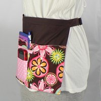 Carnival Bloom Utility Waist Apron with pockets for Vendor, Teacher, Server- includes a secure zipper money pocket