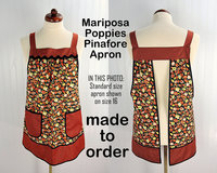 Mariposa Poppies Pinafore Apron with no ties, relaxed fit smock with pockets, fall colored apron