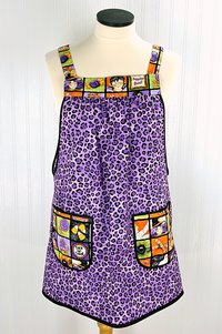 SHIPS FAST~ Purple Boppity Boo Halloween Pinafore Apron with no ties fits L/XL/2X, relaxed fit smock with pockets, ready to ship now