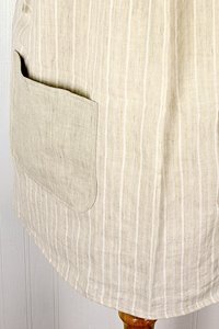 SHIPS FAST~ Beige Stripe Linen Pinafore with no ties, washed linen smock with pockets (oatmeal color) Standard Size L/XL/2X ready to ship