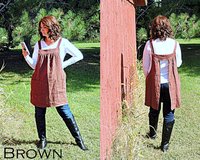 XS - 5X Natural LINEN Pinafore Apron with no ties (22 color options) Washed Linen Relaxed Fit Smock with pockets, handmade by Laurie